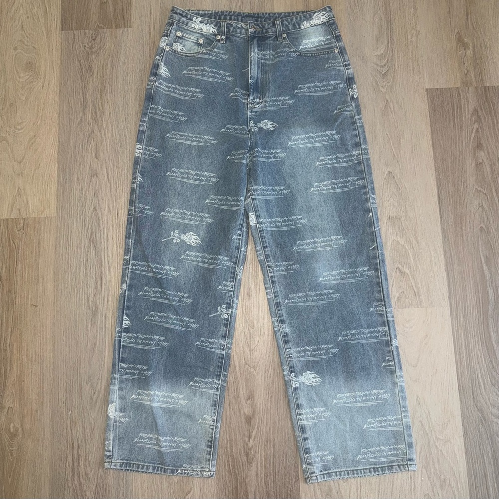 Civil Regime Blooming Through Chaos Blue Ombré Jeans - Size 32 X 30